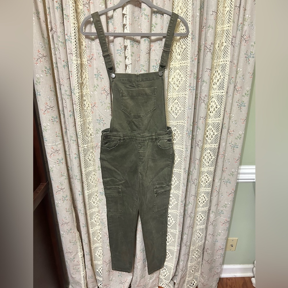 Kendall + Kylie Olive Green Utility Cargo Overalls Size 26